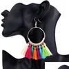 Dangle Chandelier Bohemian Ethnic Fringe Tassel Earrings For Women Large Big Round Long Statement Drop Earring Girls Fashion Boho Je Dh0Xk