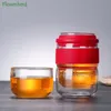 Xícaras de chá de vidro borosilicato de alta viagem Conjunto Kung Fu Teaware Quick off Portátil Um Bule e Taça 230808