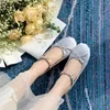 GAI Dress Rhinestones Mary Janes for Women Ballet Flats Shiny Elegant Designer Ladies Satin Slip on Loafers Shoes in 230809