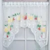 Curtain Lace Half Curtains Fruit Pattern Rod Pocket Short For Window Cabinet Door Cafe Living Room Pastoral Style Sheer Valance