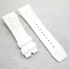 25 mm witte horlogeband 20 mm vouwsluiting rubberen band voor RM011 RM 50-03 RM50-01203U