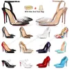 Chaussures habillées originales pour femmes, bas rouges, talons hauts, 6cm, 8cm, 10cm, 12cm, chaussures à semelle pointue, escarpins de luxe, noir, nu, fête de mariage, Loubotin, baskets avec boîte