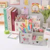 Ołówki Minkys Kawaii ABS wielofunkcyjny organizator Pióra Książki Stand Bookends Desktop Pudownia School School Spiterery 230808