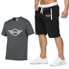 Hommes Survêtements Hommes Mode Loisirs D'été À Manches Courtes MINI Logo Impression Haute Qualité Coton T-Shirt Pantalon Costume 2 Pcs