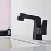 Czarny zlew zlewowy kran łazienka wyciąganie mosiężnego miksera kranu gorąca zimna woda 360 obracaj chromowane krany szczotkowane z wyskakującym odpływem