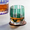 Groene Bamboe Whisky Water Vodka Glazen Japan Edo Kiriko Glas Hand Gesneden Om Kristal Rotsen Glazen Beker Drinken Drinkware HKD230809