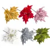 Décorations de Noël Arbre Simation Brillant Feuille Rouge Blanc Rose Gris Vert Jaune Couleur Pour Choisir Drop Delivery Ot2Zv