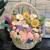 Decorative Flowers (Finished Product Braided Chamomile Daisy Flower Basket Wool Bouquet Immortal Simulation Gift For Girlfriend Craft