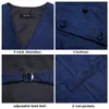 Men's Vests Silk Men's Vests and Tie Business Formal Dresses Slim Vest 4PC Necktie Hanky cufflinks for Suit Blue Paisley Floral Waistcoat 230808