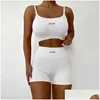 Women'S Tracksuits Womens Ladies Camisole 2 Piece Set Tank Short Sleeve T And Shorts High Elastic Fabric Sweet Babes Summer Beach Part Dhbjo