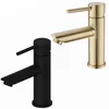Brass Bathroom Faucet Hot & Cold Water Tap Deck Mounted Install Single Handle Sink Taps Brushed Gold & Black
