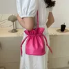 Drawstring Small Bag Women's Mini Solid Soft Leather 2023 New One Shoulder Crossbody Bag with Western Texture Popular PU Bucket Bagstylishdesignerbags