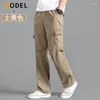 Pantalon homme ample grande taille droite multi-poches solide kaki polyvalent vêtements de travail survêtement coton décontracté homme pantalon