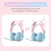 ヘッドマウントワイヤレス猫の耳ヘッドセットプラグ可能なエンキングマイクマイクRGBダイナミック雰囲気ランプ2種類の耳を贈る