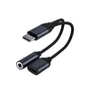 2 em 1 USB C para 3,5 mm Adaptador de fone de ouvido Tipo C Carregamento Áudio Aux Adaptador de fone de ouvido Cabo de carregamento para Samsung S23 Apple Ipad Iphone 15 Pro Max Novo