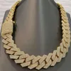 Feiner Herrenschmuck, Moissanit-Halskette, Sterlingsilber, 20 mm, geeiste kubanische Gliederkette, Moissanit