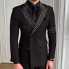 Męskie garnitury Blazers Streetwear Casual Blazer Hombre podwójnie piersi haft haftowy Blazer Jacket Scena Mężczyzna Terno Masculino Blazer dla mężczyzn 230808