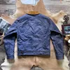 Men's Jackets Tailor Brando J-131 Uncoated Blue Dyed Cowhide Storm Rider Denim Jacket Short Leather Workwear