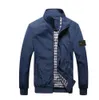 Stone Jacket Island Brandneue Frühlings- und Herbst-Herren-Business-Volltonfarbe-Mode-Oberbekleidung für Herren, lässiger, schlanker Stehkragen-Bomber, Stones Island-Jacke