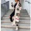 Mujeres Knits Tees Tamaño SXXL Spring Striped Patchwork Long Knitted Cardigan Mujeres Otoño Prendas de abrigo sueltas Maxi Y2k Coat Soft Jacket sweater 230808