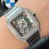 Diamond Mens Watch Hollow helautomatisk mekanisk designer Sapphire rostfritt stål Remvattentät 40mm Shinny