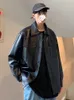 Mäns jackor 2023 Spring och Autumn Fashion Lapel Faux Leather Dress Suit Coat Man Business Casual Pu Blazers Jacket Topps B80 230809