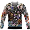 Sweat à capuche homme samouraï Geisha et tatouage Lion 3D sweat à capuche imprimé unisexe fermeture éclair décontracté Streetwear