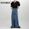 Jeans pour hommes NOYMEI Niche Pantalon droit Conception en métal Structure Patchwork Denim Couleur unie À la mode Allmatch Lâche Printemps WA1562 230809