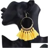 Dangle Chandelier Bohemian Ethnic Fringe Tassel Earrings For Women Large Big Round Long Statement Drop Earring Girls Fashion Boho Je Dh0Xk