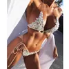 Kvinnors badkläder spetsbikini diamant baddräkt kristall kvinnor badkläder naken bikinis brasiliansk strass strandkläder push up bikini 2023 spets biquini