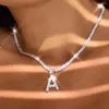 Подвесные ожерелья мода сияет 26 букв ожерелье мужской и женский хип -хоп теннисный цепь Простой хрустальный воротник