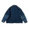 Herrenjacken Blau gefärbter Kendo-Stoff Gefälschte zweiteilige Denim-Patchwork-Jacke für Männer Lose Cpwbpy-Mantel Top Male 230809
