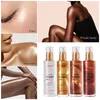 Body Glitter 4 Color Bronze Shimmer Oil Face Lighten Glow Pearl White Highlighter Makeup Shine Gold Liquid Tanning 230808