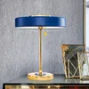 Table Lamps Modern Simple Led Lamp Iron Art Blue/White/Black Lampshade Nordic Designer Luxury Room Decor Bedroom Bedside Light