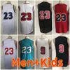 Retro Basketball Maillots Hommes Enfants Jeunesse Michael chemises Rouge Blanc Noir USA Dream Vintage Jersey 1997-98