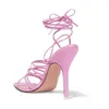 Sandals Sheepskin Cross-tied Lace-up Gladiator Women Peep Toe Ankle Strap Ladies Cut-outs Summer Dress Slingback Shoes