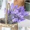 Decorative Flowers Wreaths 42Cm Lavender Silk Artificial Bouquet 5 Big Head Fake Flower For Decoration Material Manual Diy Vases Hom Dhla4