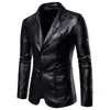 Men's Jackets Spring Autumn Fashion Men's Lapel Leather Dress Suit Coat Male Business Casual Pu Blazers Jacket 230808