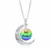 Pendant Necklaces New Rainbow Lgbt Gay Pride Moon Necklace For Women Men Love Glass Cabochon Chains Fashion Jewelry Gift Drop Delivery Dhui2
