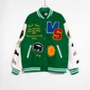 Giacca varsity da uomo Giacca MS Designer Giacca a vento Manica lunga Giacca Letterman da uomo Bottoni per abbigliamento Con strisce Bomber Uniforme da baseball