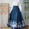 Kjolar vår sommar kinesiska kvinnor hanfu veckade lös kjol kvinnlig högkvalitativ mode elegant midja vintage smal