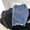 Ksubi Jeans Kith Co märkt exklusivt tungt vattentvätt broderad trasig kant sliten fit denim shorts cykelbyxor