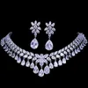 Conjuntos de joias de casamento Emmaya luxo zircônia cúbica colar de festa de cristal gota de lágrima 230808