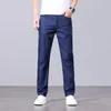 Pantaloni da uomo Jeans di seta di ghiaccio elastici di fascia alta Estate Leggeri e comodi Gamba dritta Allentati Oversize Casual