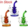 Tornado Recycler Glass Bongs Showerhead Perc Dab Rig Klein Recycler Oil Rigs Green Blue Amber Heavy Hookah Base Fab Egg Water Pipe With Glass Bowl