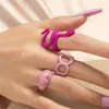 Eheringe Niedliche Mode Rosa Schlange Liebe Geometrische Set Ring für Frauen Persönlichkeit Gothic Rose Rot Pfirsich Herz Tier Schmuck Geburtstagsgeschenk 230808