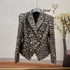 Jaquetas femininas traf mulher blazer cetim 3D estampa de leopardo espartilho jaquetas femininas casacos roupas y2k moda tops de peito duplo sutiã 230808