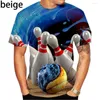 Men's T Shirts 2023 Est Bowling 3d Printed Shirt Summer Cool Short Sleeve