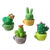 Decorative Objects Figurines 4pcsSet Mini Cute Resin Cactus Micro Landscape Ornament Miniature Home Desk Decor Garden Plants Potted Statue Car Decoration 230809