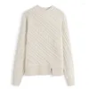 Kvinnors tröjor stickade tröja Kvinnor Långärges Pullover Löst vridning förtjockande damer Top Solid Color Round Neck Pull Oversize Femme